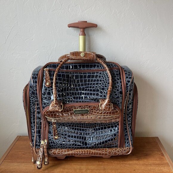 Samantha Brown Handbags - Samantha Brown Vintage Croc Underseater Rolling Travel Bag Blue Carryon Classic